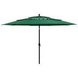 NNEVL 3-Tier Parasol with Aluminium Pole Green 3.5 m