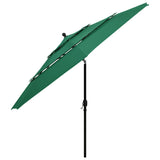 NNEVL 3-Tier Parasol with Aluminium Pole Green 3.5 m