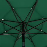 NNEVL 3-Tier Parasol with Aluminium Pole Green 3.5 m