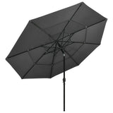 NNEVL 3-Tier Parasol with Aluminium Pole Anthracite 3.5 m
