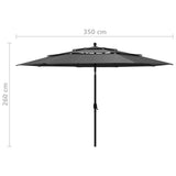 NNEVL 3-Tier Parasol with Aluminium Pole Anthracite 3.5 m