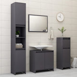 NNEVL 3 Piece Bathroom Furniture Set High Gloss Grey Chipboard