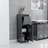 NNEVL 3 Piece Bathroom Furniture Set High Gloss Grey Chipboard