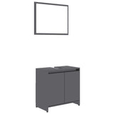 NNEVL 3 Piece Bathroom Furniture Set High Gloss Grey Chipboard