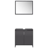NNEVL 3 Piece Bathroom Furniture Set High Gloss Grey Engineered Wood