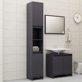 NNEVL 3 Piece Bathroom Furniture Set High Gloss Grey Engineered Wood