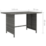 NNEVL Garden Dining Table Grey 110x70x65 cm Poly Rattan