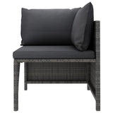 NNEVL 4-Seater Garden Sofa with Cushions Grey Poly Rattan