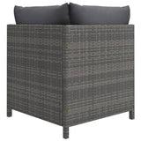 NNEVL 4-Seater Garden Sofa with Cushions Grey Poly Rattan
