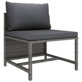 NNEVL 4-Seater Garden Sofa with Cushions Grey Poly Rattan