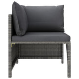 NNEVL 4-Seater Garden Sofa with Cushions Grey Poly Rattan