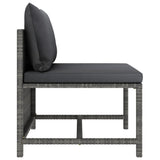 NNEVL 4-Seater Garden Sofa with Cushions Grey Poly Rattan