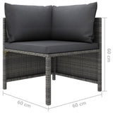 NNEVL 4-Seater Garden Sofa with Cushions Grey Poly Rattan