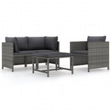 NNEVL 4 Piece Garden Sofa Set with Cushions Poly Rattan Grey