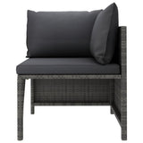 NNEVL 4 Piece Garden Sofa Set with Cushions Poly Rattan Grey