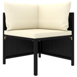 NNEVL Sectional Corner Sofa with Cushions Black Poly Rattan