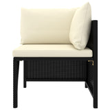 NNEVL Sectional Corner Sofa with Cushions Black Poly Rattan