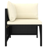 NNEVL Sectional Corner Sofa with Cushions Black Poly Rattan
