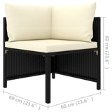 NNEVL Sectional Corner Sofa with Cushions Black Poly Rattan