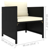 NNEVL Garden Sofa with Cushions Black Poly Rattan