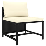 NNEVL 3 Piece Garden Sofa Set with Cushions Black Poly Rattan