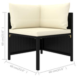NNEVL 4-Seater Garden Sofa with Cushions Black Poly Rattan