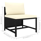NNEVL 4-Seater Garden Sofa with Cushions Black Poly Rattan