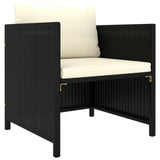 NNEVL 4 Piece Garden Sofa Set with Cushions Black Poly Rattan