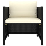 NNEVL 4 Piece Garden Sofa Set with Cushions Black Poly Rattan