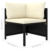 NNEVL 4 Piece Garden Sofa Set with Cushions Black Poly Rattan
