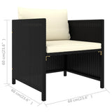 NNEVL 4 Piece Garden Sofa Set with Cushions Black Poly Rattan