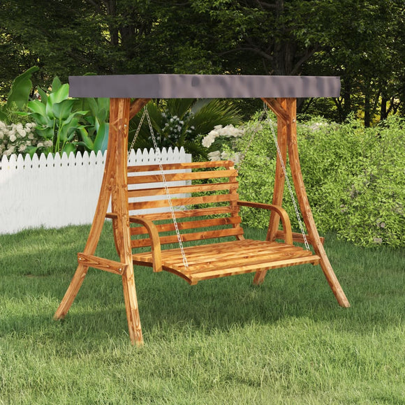 NNEVL Swing Frame with Anthracite Roof Bent Wood with Teak Finish