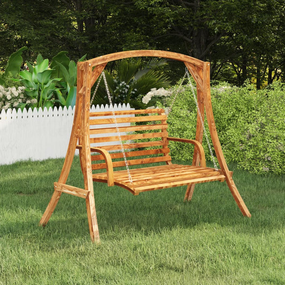 NNEVL Swing Bench Solid Bent Wood with Teak Finish 91x130x58 cm