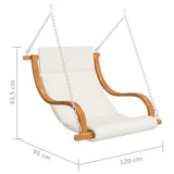 NNEVL Swing Chair with Cream Cushion Bent Wood with Teak Finish