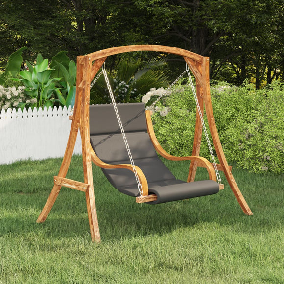 NNEVL Swing Chair with Cushion Solid Bent Wood with Teak Finish