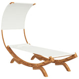 NNEVL Hammock with Canopy 100x216x162 cm Solid Bent Wood Cream