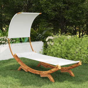 NNEVL Hammock with Canopy 100x216x162 cm Solid Bent Wood Cream