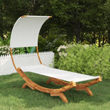 NNEVL Hammock with Canopy 100x216x162 cm Solid Bent Wood Cream