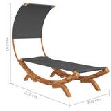 NNEVL Hammock with Canopy 100x216x162cm Solid Bent Wood Anthracite