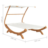 NNEVL Hammock with Canopy 165x198x140 cm Solid Bent Wood Cream