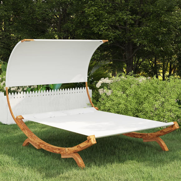 NNEVL Hammock with Canopy 165x210x155 cm Solid Bent Wood Cream