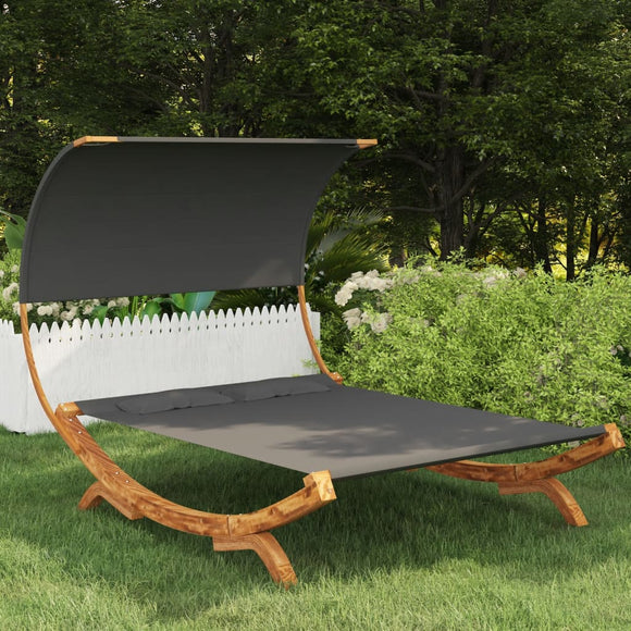 NNEVL Hammock with Canopy 165x210x155cm Solid Bent Wood Anthracite
