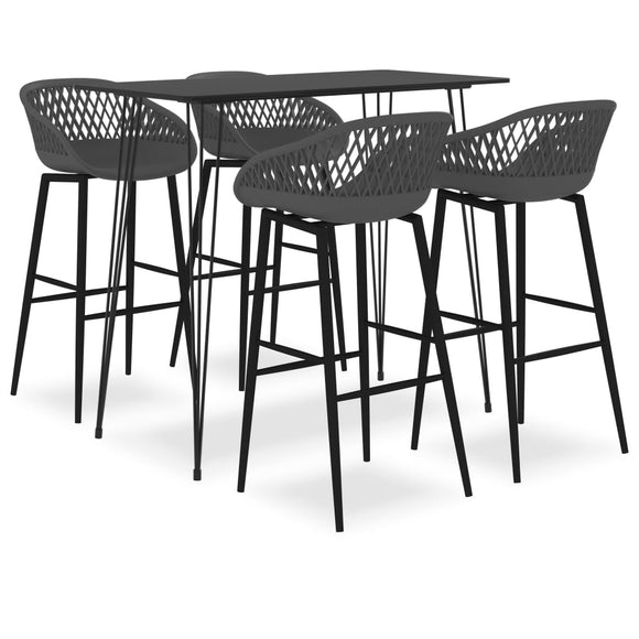 NNEVL 5 Piece Bar Set Black and Grey