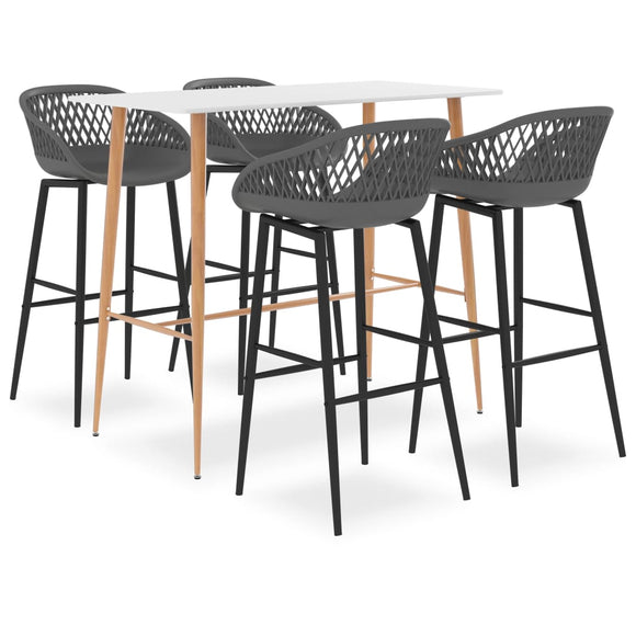 NNEVL 5 Piece Bar Set White and Grey
