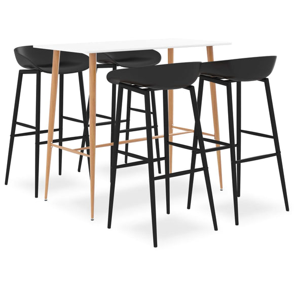 NNEVL 5 Piece Bar Set White and Black