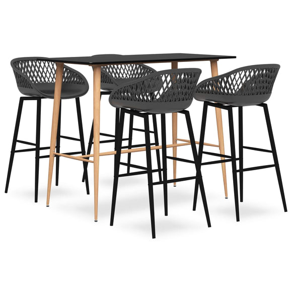 NNEVL 5 Piece Bar Set Black and Grey
