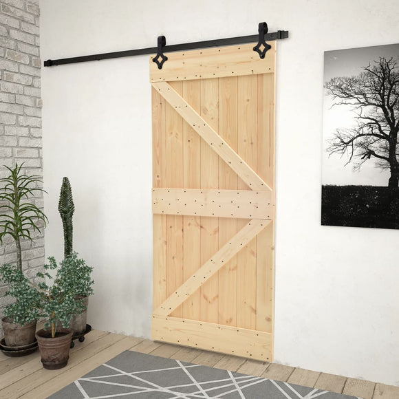 NNEVL Sliding Door with Hardware Set 100x210 cm Solid Pine Wood