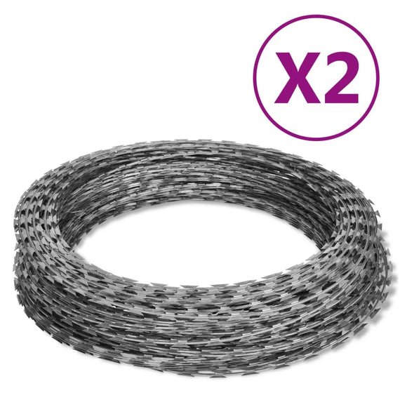 NNEVL NATO Razor Wires Helical Wire Rolls 2 pcs Galvanised Steel 60 m