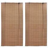 NNEVL Bamboo Roller Blinds 2 pcs Brown 120 x 220 cm