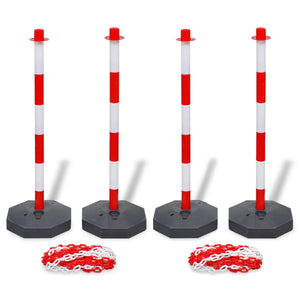 NNEVL Set of 4 Chain Posts and 2 Plastic Chians of 10 m Each